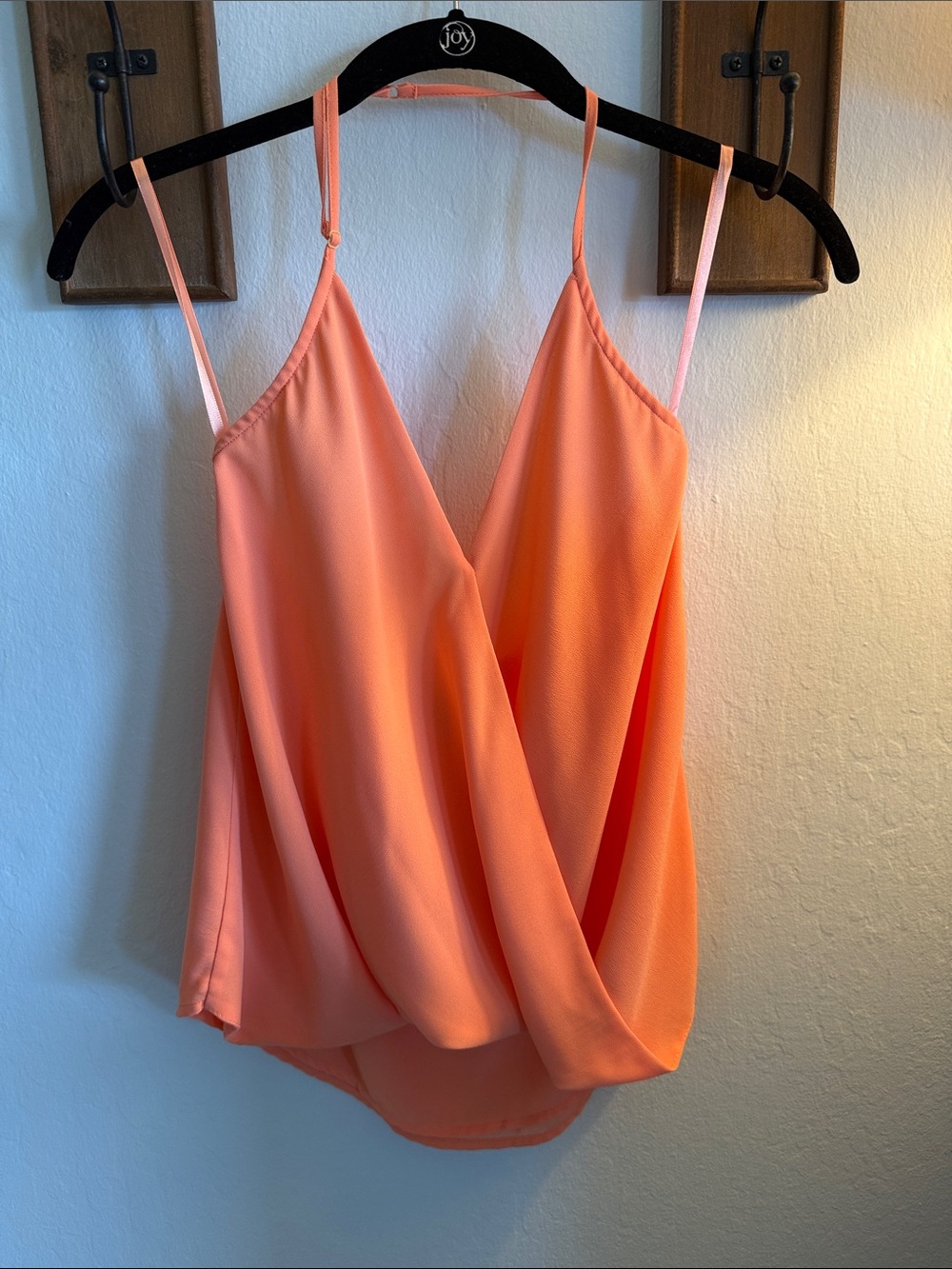 Naked Zebra Coral-Orange Draped Wrap Cami
